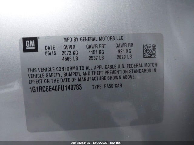 Chevrolet Volt 2015 1G1RC6E40FU140783 Image 9