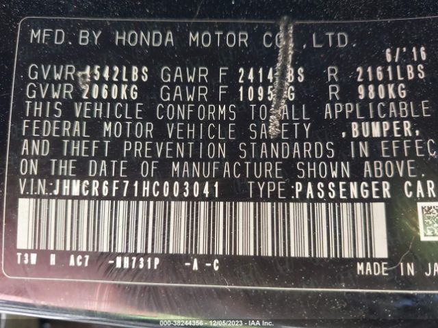 JHMCR6F71HC003041 Honda Accord Hybrid Touring