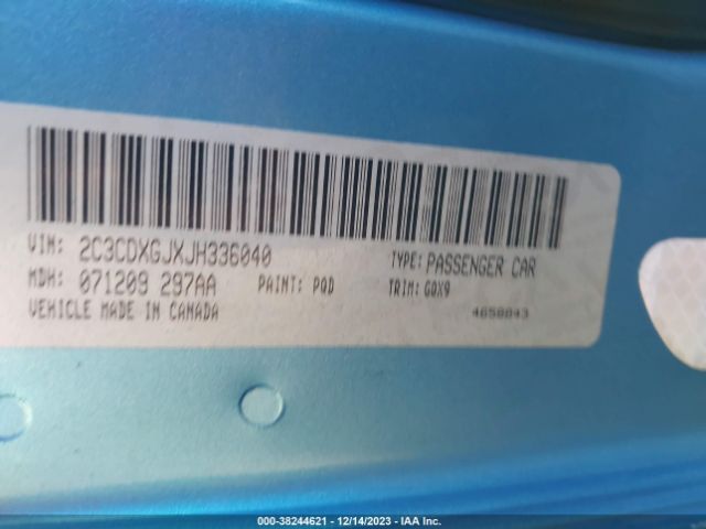 2C3CDXGJXJH336040 Dodge Charger R/t Scat Pack Rwd