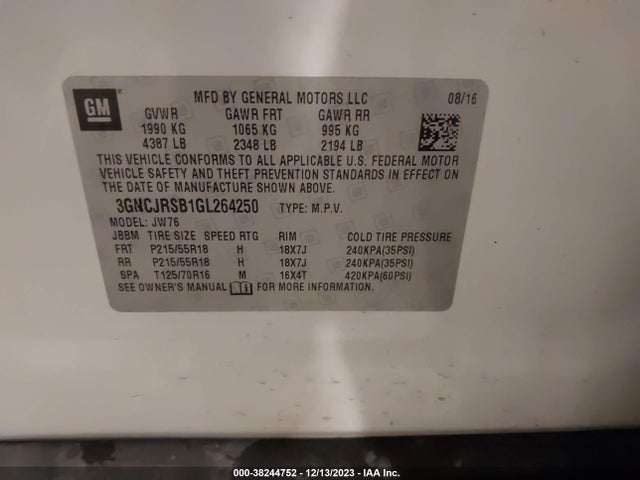 Chevrolet TRAX LTZ 2016 3GNCJRSB1GL264250 Image 9