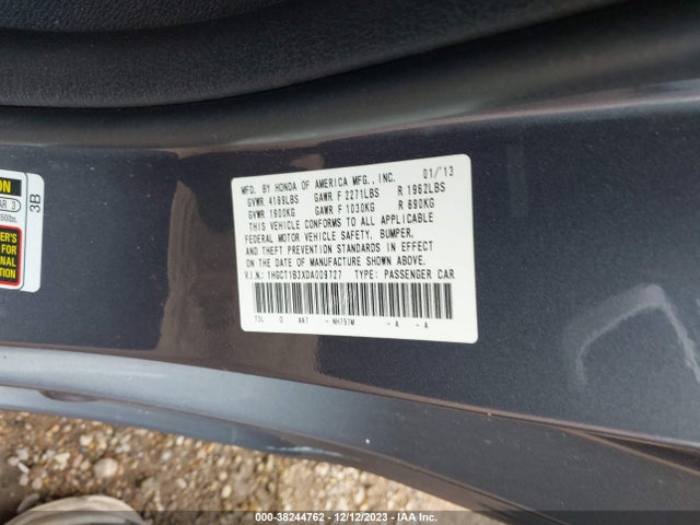 2013 HONDA ACCORD LX-S VIN: 1HGCT1B3XDA009727