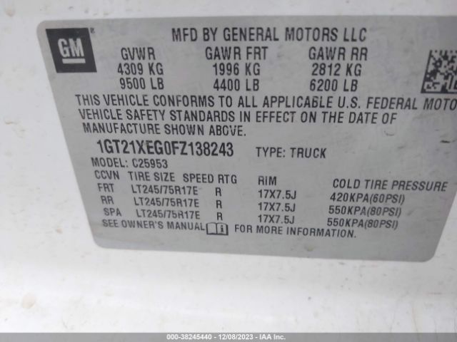 1GT21XEG0FZ138243 GMC SIERRA 2500HD