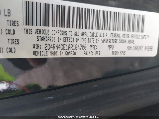 2010 DODGE GRAND CARAVAN SE VIN: 2D4RN4DE1AR164700