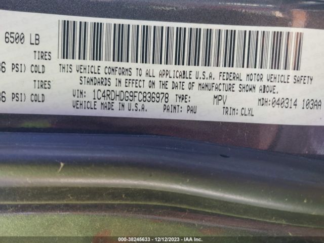 1C4RDHDG9FC836978 Dodge DURANGO LIMITED