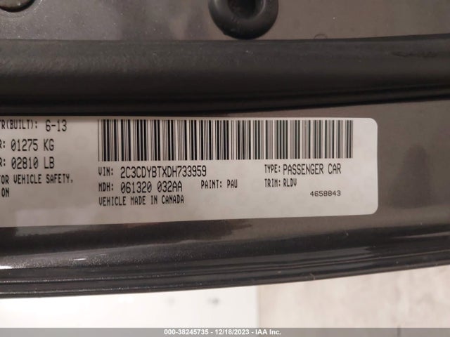 2013 DODGE CHALLENGER R/T VIN: 2C3CDYBTXDH733959