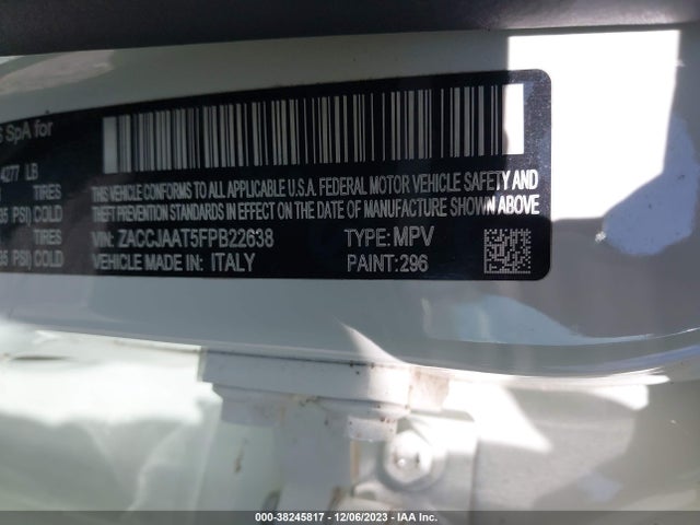 2015 JEEP RENEGADE SPORT VIN: ZACCJAAT5FPB22638