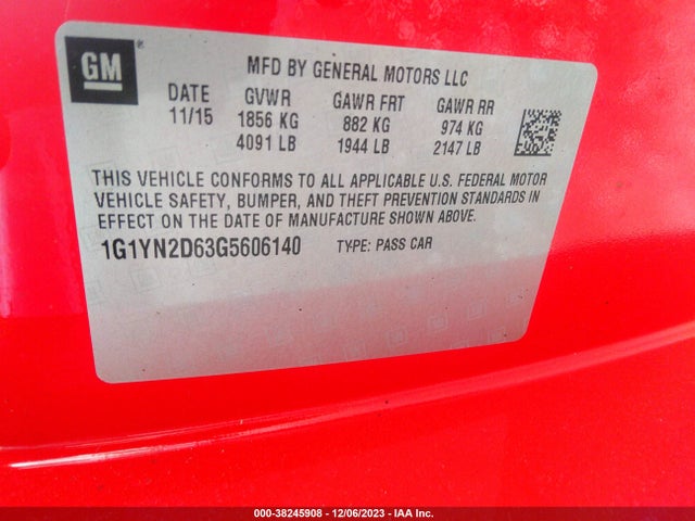 Chevrolet Corvette Z06 2016 1G1YN2D63G5606140 Image 9