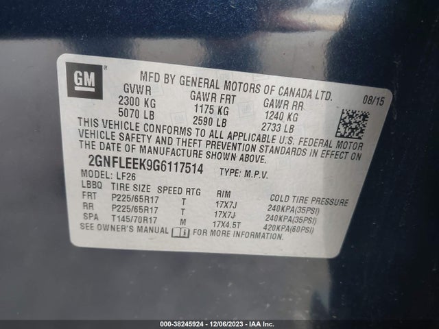 Chevrolet EQUINOX LS 2016 2GNFLEEK9G6117514 Image 9