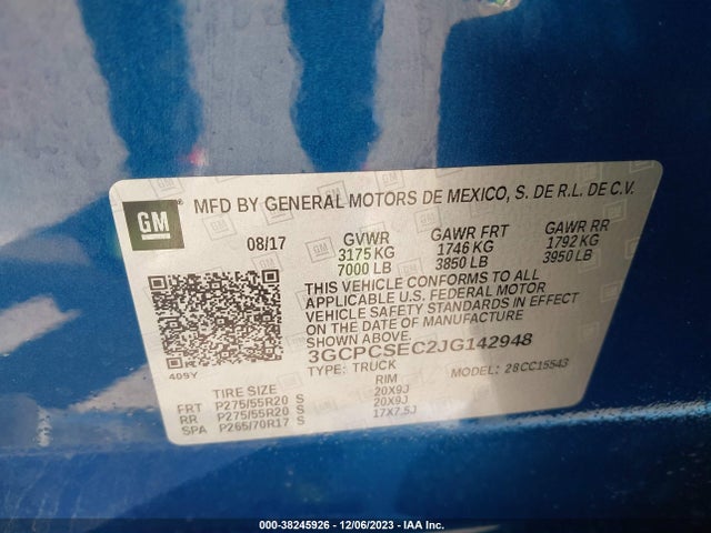 Chevrolet Silverado 1500 1lz 2018 3GCPCSEC2JG142948 Image 9