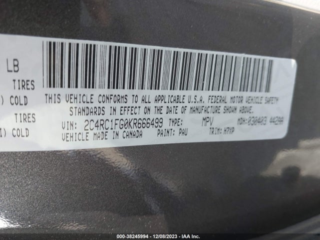 Chrysler Pacifica Touring Plus 2019 2C4RC1FG0KR666499 Image 9