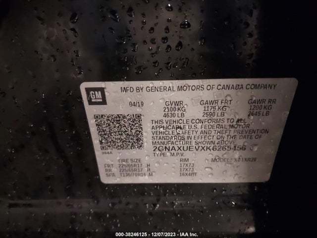 Chevrolet EQUINOX LT 2019 2GNAXUEVXK6265456 Image 9