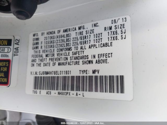 5J6RM4H78EL011901 Honda Cr-v Ex-l