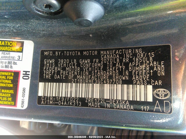 Toyota Corolla S Plus 2016 2T1BURHE3GC497708 Image 9