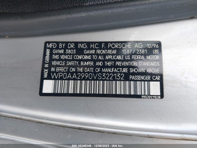 1997 PORSCHE 911 CARRERA 4 WP0AA2990VS322132 Photo 8