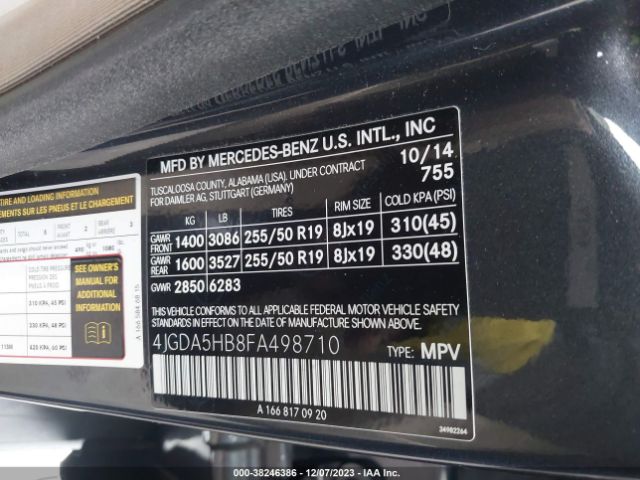 4JGDA5HB8FA498710 Mercedes-Benz ML 350