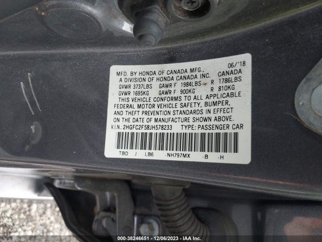 Honda Civic Lx 2018 2HGFC2F58JH578233 Image 9