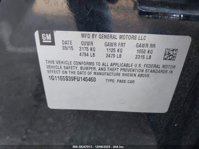 Chevrolet IMPALA 2LZ 2015 1G1165S39FU145460 Image 9