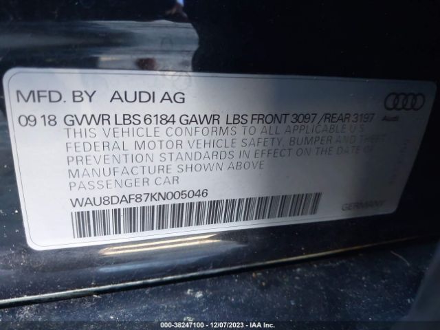 2019 AUDI A8 L WAU8DAF87KN005046 Photo 8