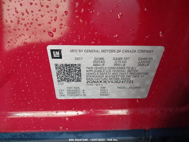 Chevrolet EQUINOX LT 2018 2GNAXJEV5J6247721 Image 9