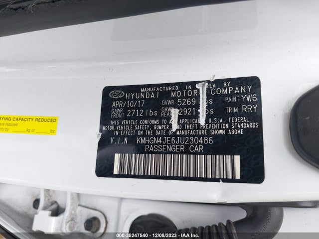 Genesis G80 3.8 2018 KMHGN4JE6JU230486 Image 9