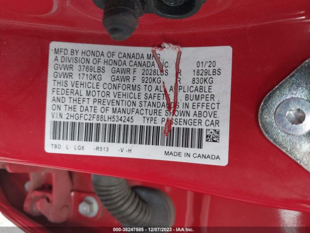 2HGFC2F88LH534245 Honda Civic Sport