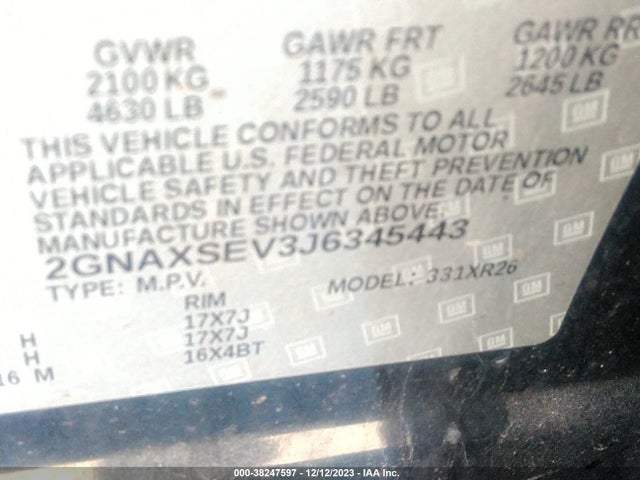 Chevrolet EQUINOX LT 2018 2GNAXSEV3J6345443 Image 9