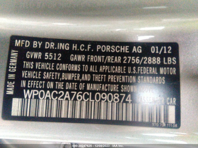 2012 PORSCHE PANAMERA WP0AC2A76CL090874 Photo 8