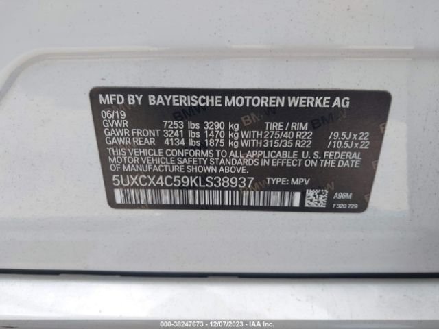 5UXCX4C59KLS38937 BMW X7 Xdrive50i