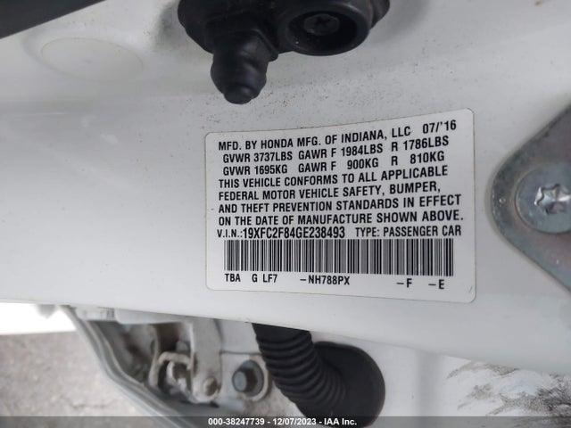 Honda CIVIC EX 2016 19XFC2F84GE238493 Image 9