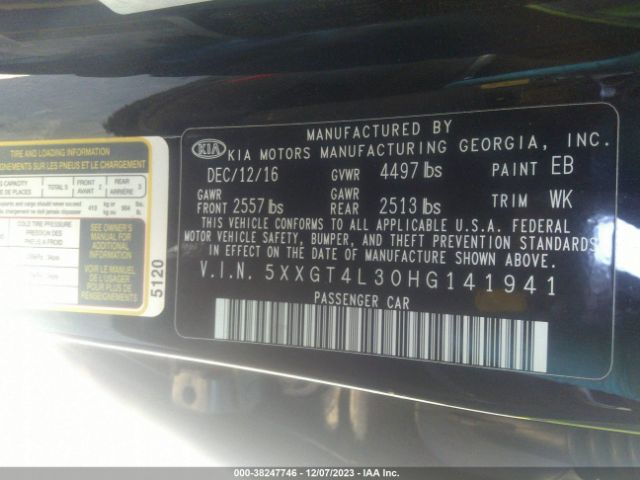 5XXGT4L30HG141941 KIA Optima Lx