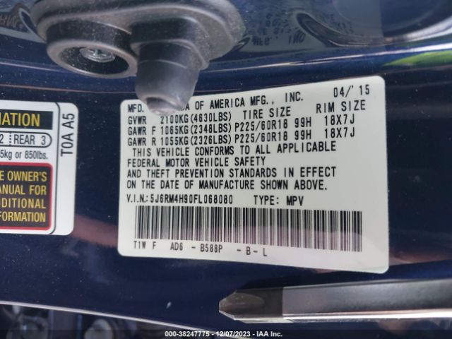 5J6RM4H90FL068080 Honda Cr-v Touring