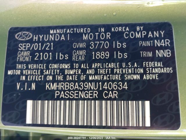 KMHRB8A39NU140634 Hyundai Venue Se