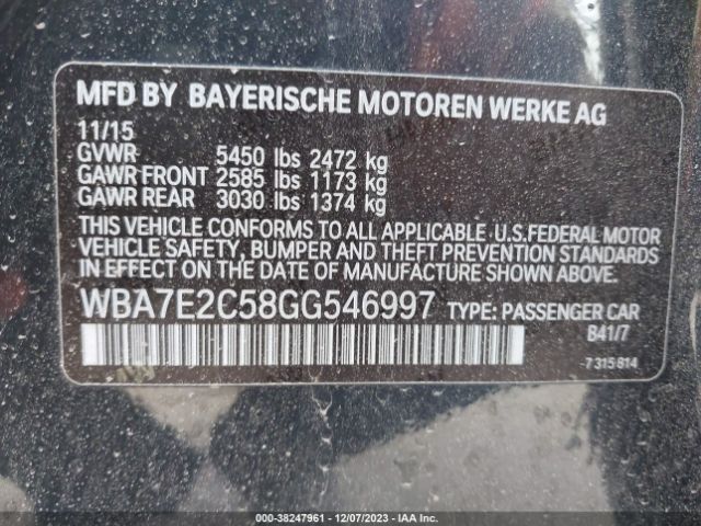 2016 BMW 740I WBA7E2C58GG546997 Photo 8