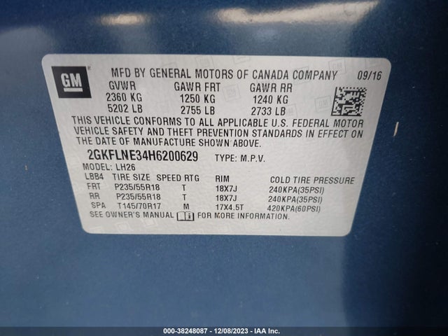 GMC Terrain Sle-2 2017 2GKFLNE34H6200629 Image 9