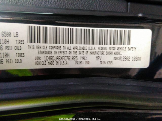 1C4RDJAGXFC761025 Dodge Durango Sxt