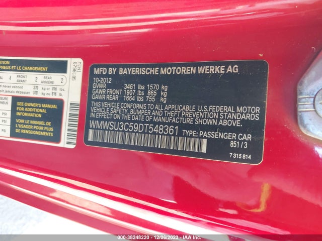 2013 MINI HARDTOP WMWSU3C59DT548361 Photo 8