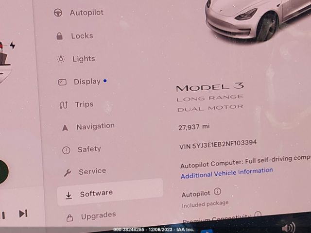 5YJ3E1EB2NF103394 Tesla Model 3 Long Range Dual Motor All-wheel Drive