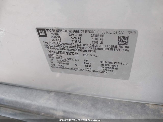 3GYFNFE36ES597232 Cadillac Srx Performance Collection