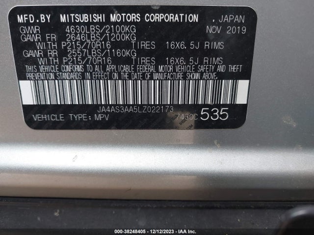 JA4AS3AA5LZ022173 Mitsubishi Eclipse Cross Es 1.5t