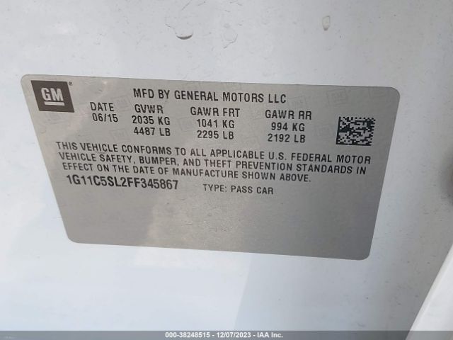 1G11C5SL2FF345867 Chevrolet MALIBU 1LT