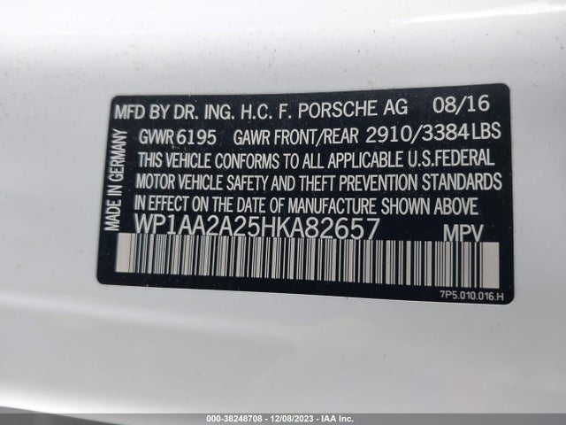 2017 PORSCHE CAYENNE WP1AA2A25HKA82657 Photo 8
