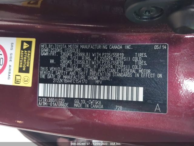 2T2ZK1BA4FC154170 Lexus RX 350