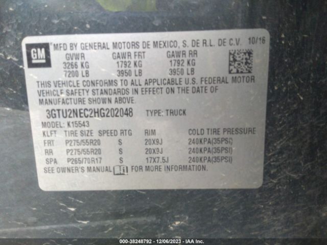 3GTU2NEC2HG202048 GMC Sierra 1500 Slt