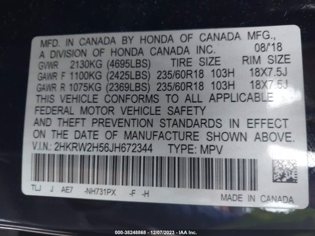 Honda CR-V EX 2018 2HKRW2H56JH672344 Image 9