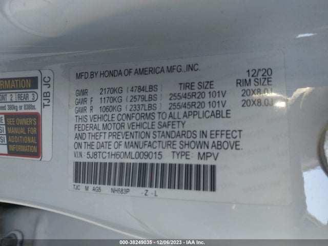 Acura Rdx A-spec Package 2021 5J8TC1H60ML009015 Image 9
