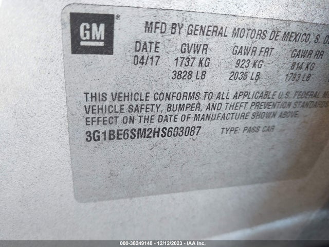 Chevrolet Cruze Lt Auto 2017 3G1BE6SM2HS603087 Image 9