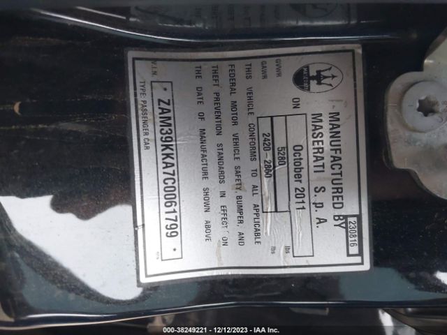 2012 MASERATI QUATTROPORTE ZAM39KKA7C0061799 Photo 8