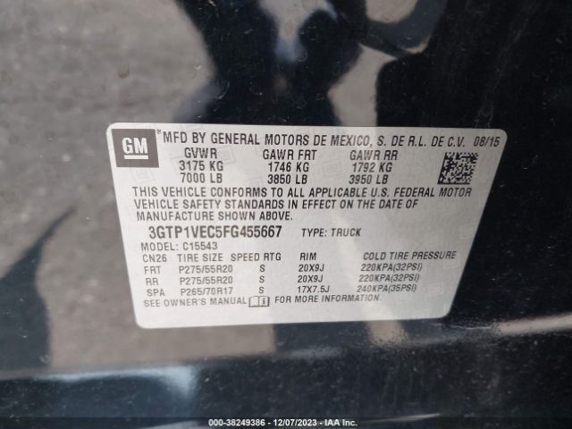 3GTP1VEC5FG455667 GMC Sierra 1500 Slt