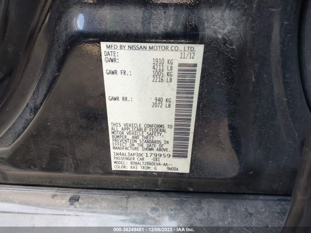 2013 NISSAN ALTIMA 2.5 SV VIN: 1N4AL3AP3DC179959