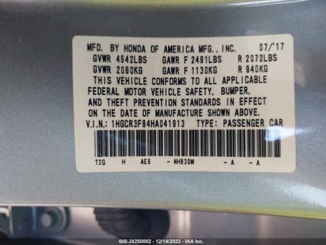 1HGCR3F94HA041913 Honda Accord Touring V6